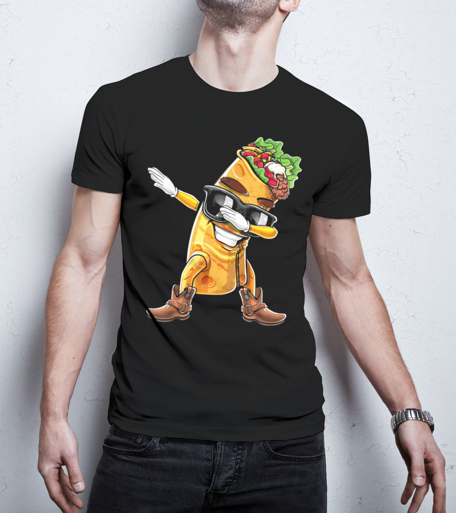 Dabbing Burrito With Cowboy Boots Cinco De Mayo Party T-Shirt