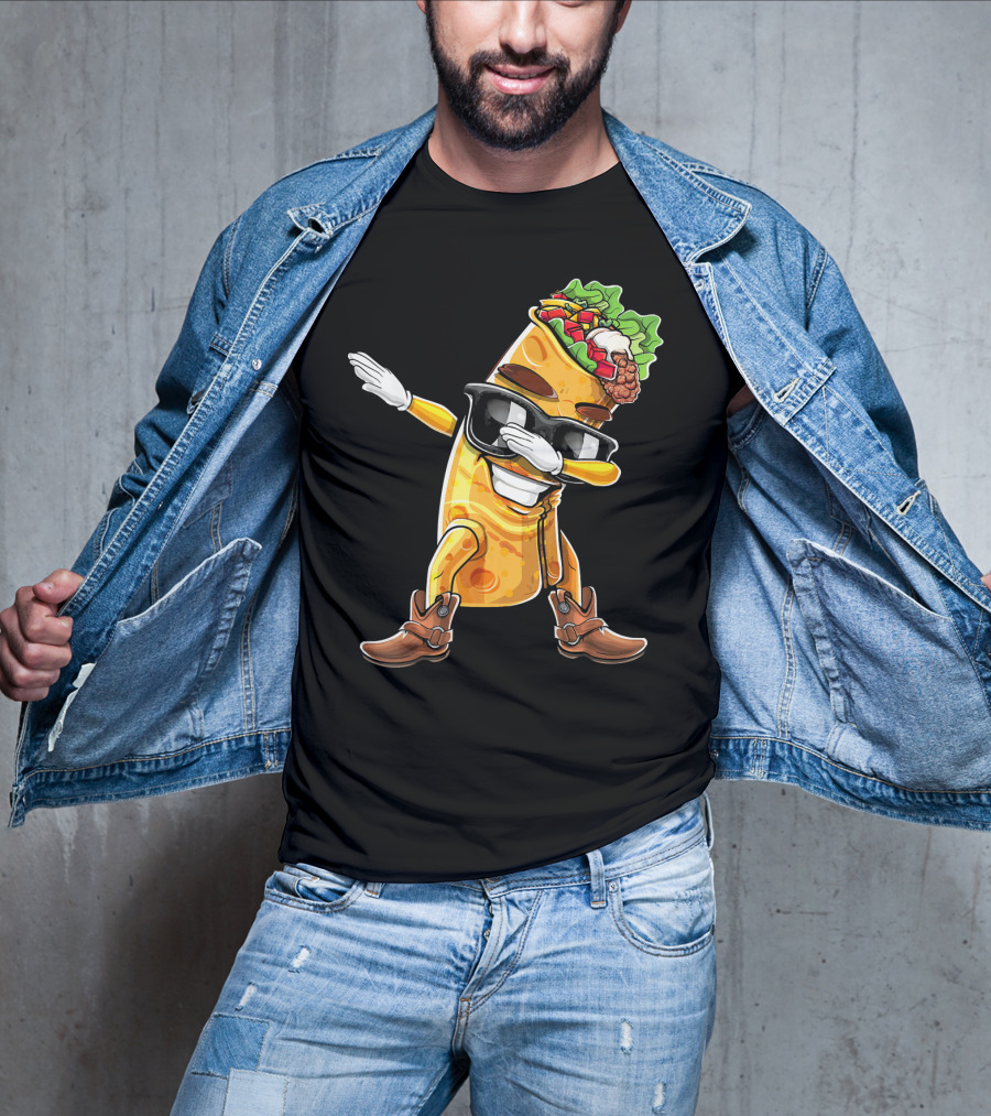 Dabbing Burrito With Cowboy Boots Cinco De Mayo Party T-Shirt