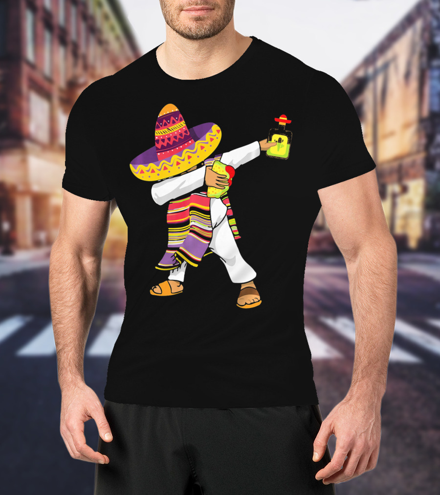 Mexican Poncho Dabbing Sombrero Cinco De Mayo Tequila T-Shirt