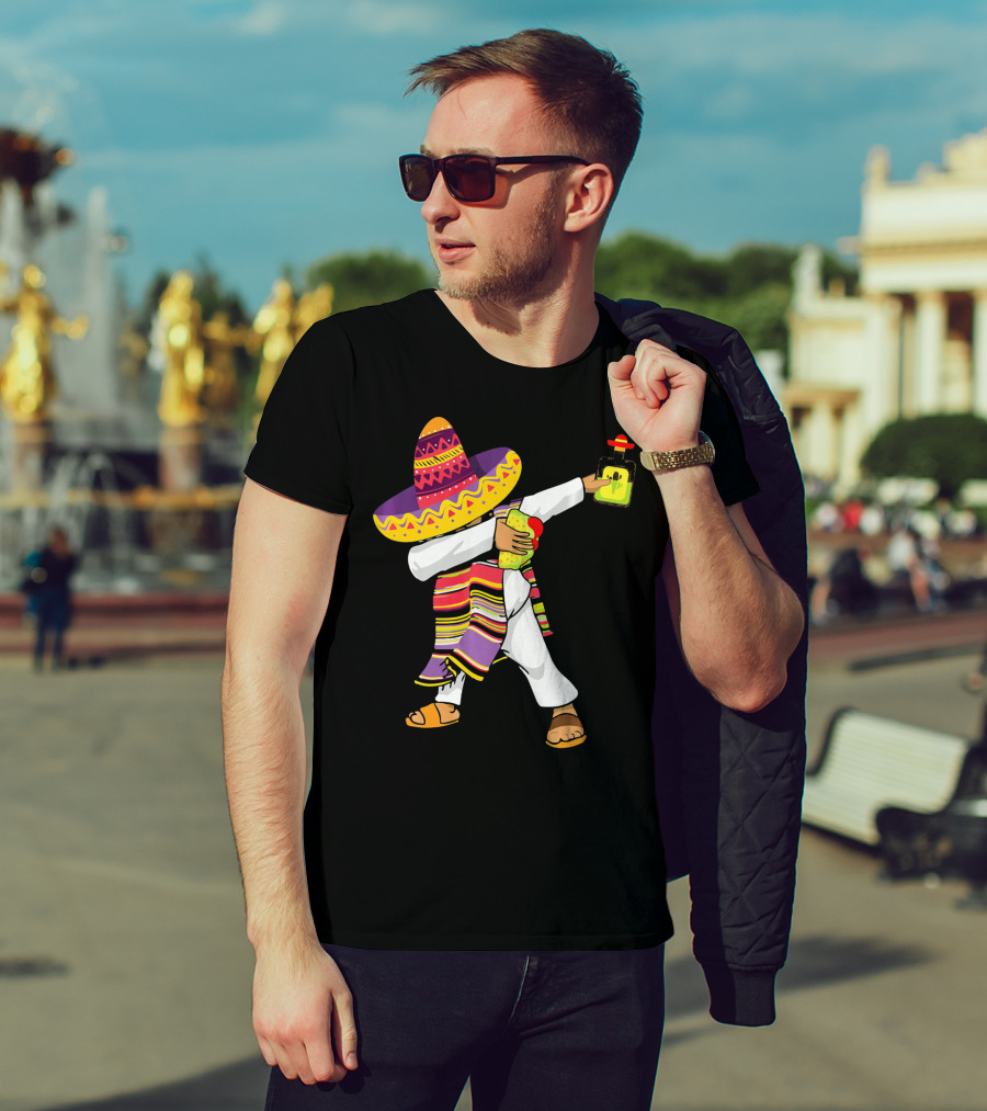 Mexican Poncho Dabbing Sombrero Cinco De Mayo Tequila T-Shirt