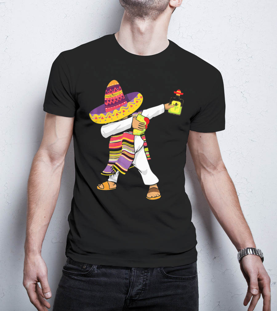 Mexican Poncho Dabbing Sombrero Cinco De Mayo Tequila T-Shirt
