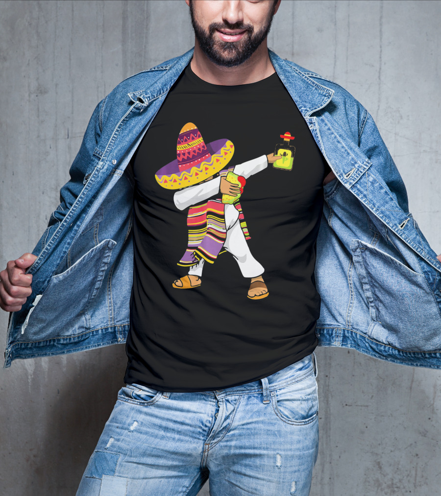 Mexican Poncho Dabbing Sombrero Cinco De Mayo Tequila T-Shirt