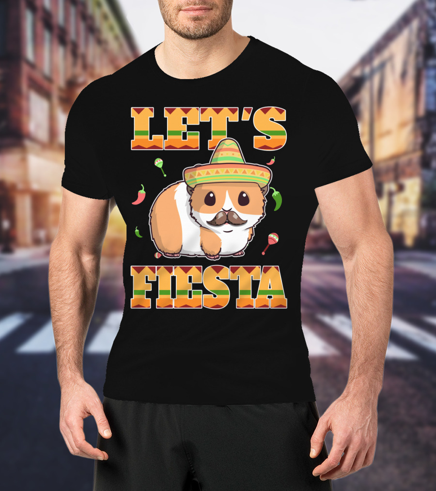 Let's Fiesta Guinea Pig Sombrero Maracas Cinco De Mayo Mex T-Shirt