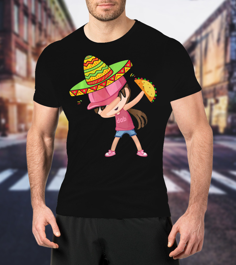 Funny Girl Dab Taco Sombrero Cinco De Mayo T-Shirt