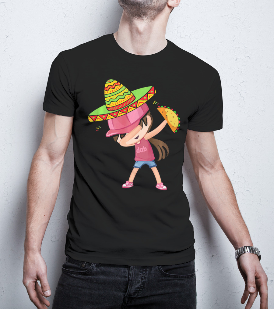 Funny Girl Dab Taco Sombrero Cinco De Mayo T-Shirt