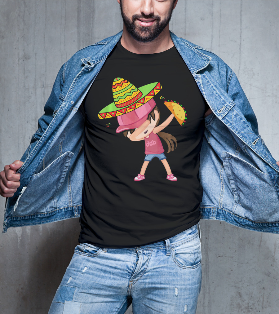 Funny Girl Dab Taco Sombrero Cinco De Mayo T-Shirt