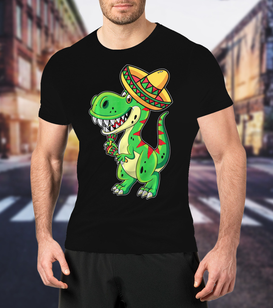 Cinco De Mayo Sombrero Tyrannosaurus Rex Dinosaur Fiesta T-Shirt