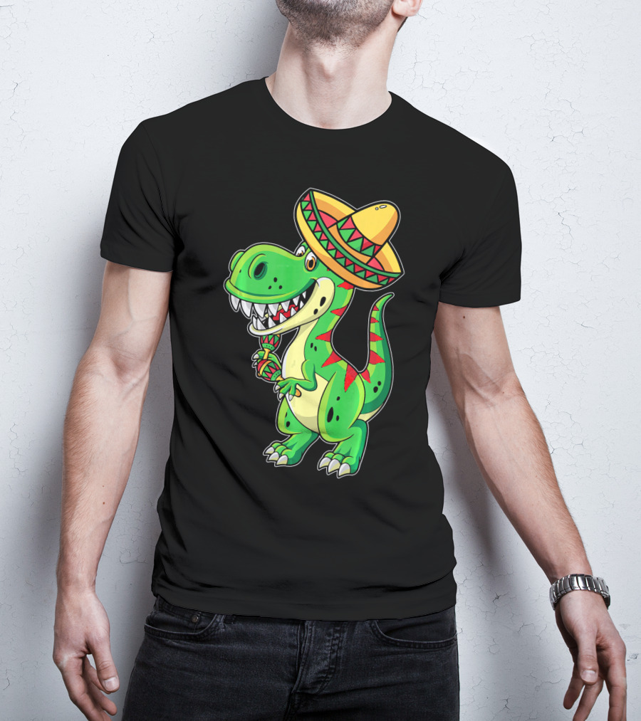 Cinco De Mayo Sombrero Tyrannosaurus Rex Dinosaur Fiesta T-Shirt