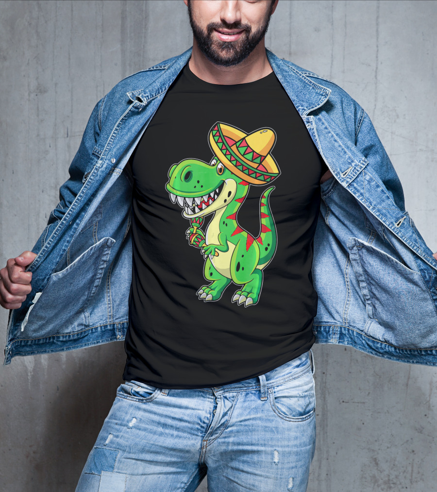 Cinco De Mayo Sombrero Tyrannosaurus Rex Dinosaur Fiesta T-Shirt