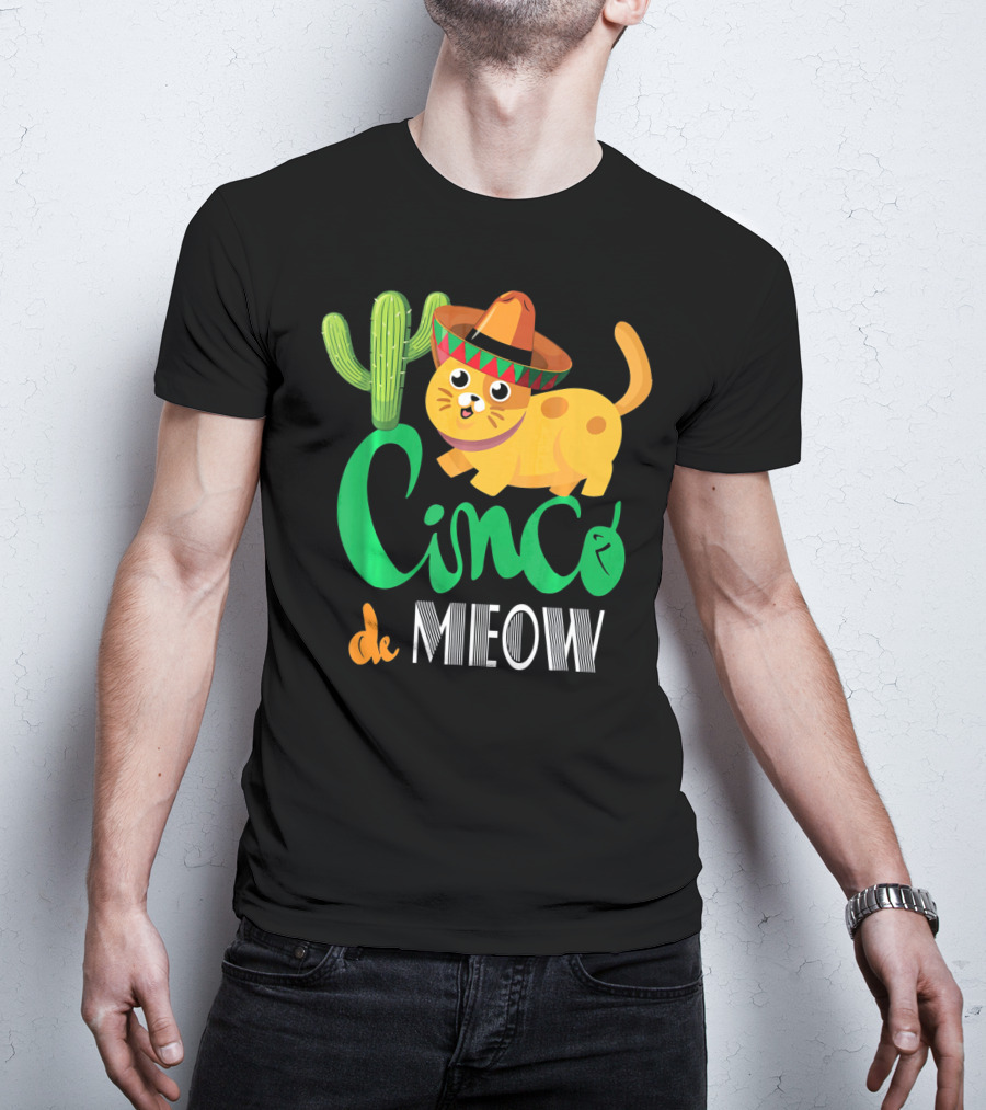 Cinco De Meow Cat Cactus Sombrero Mexico Cinco De Mayo T-Shirt