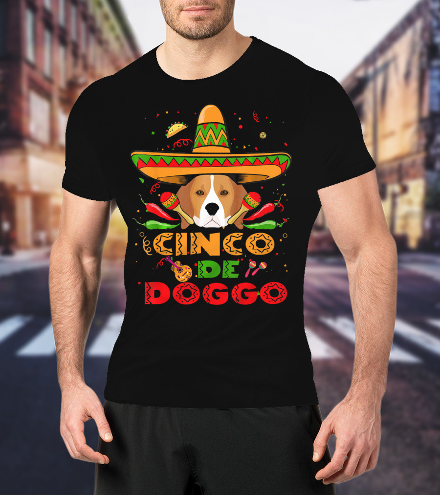 Cinco De Doggo Beagle Sombrero Maracas Peppers Fiesta T-Shirt