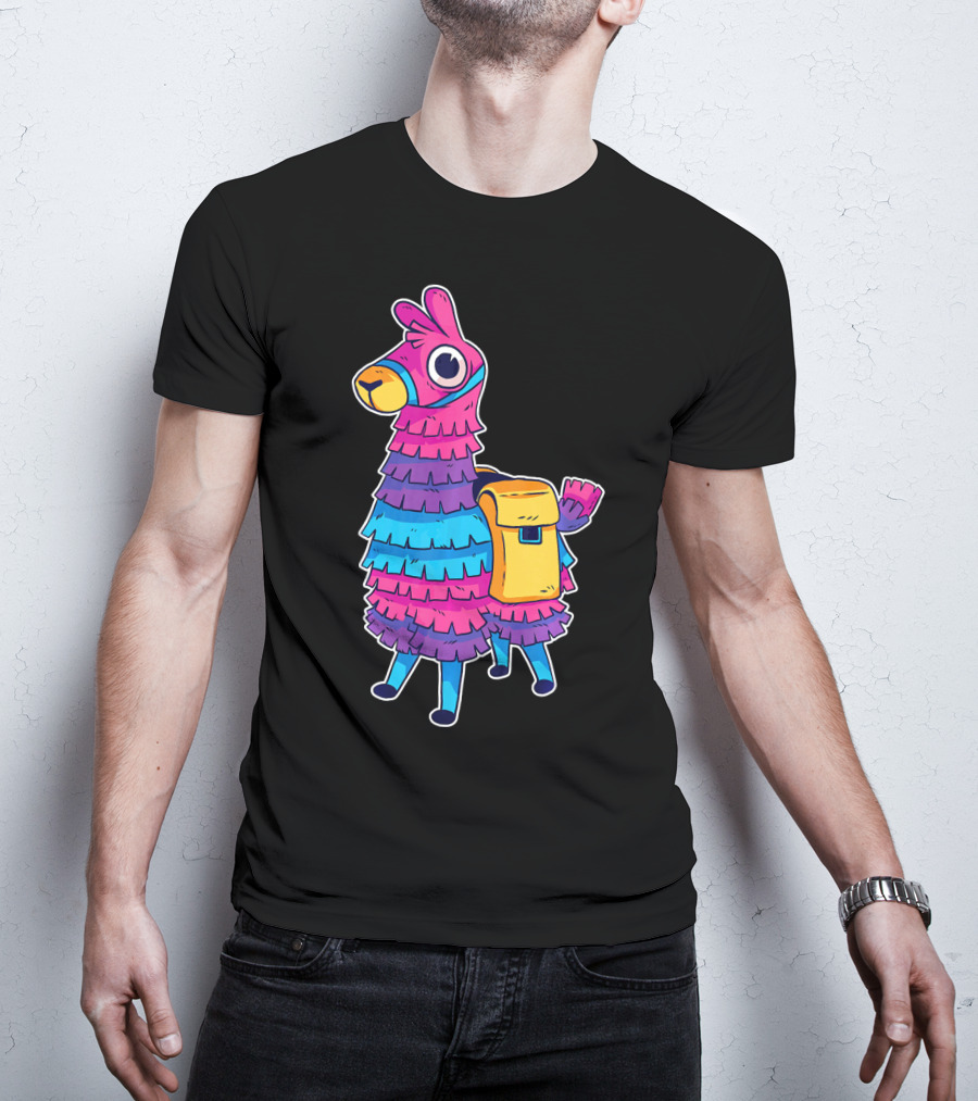 Llama Pinata Funny Festive Fiesta Party With Colorful Backpack T-Shirt