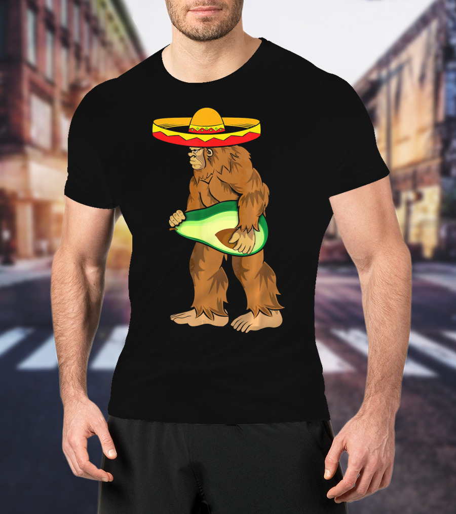 Bigfoot Sombrero Avocado Cinco De Mayo T-Shirt