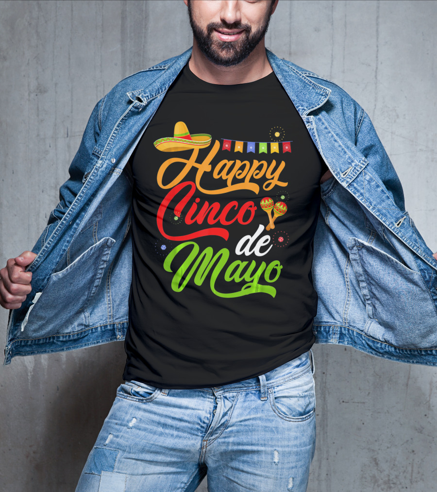 Happy Cinco De Mayo Sombrero And Maracas T-Shirt