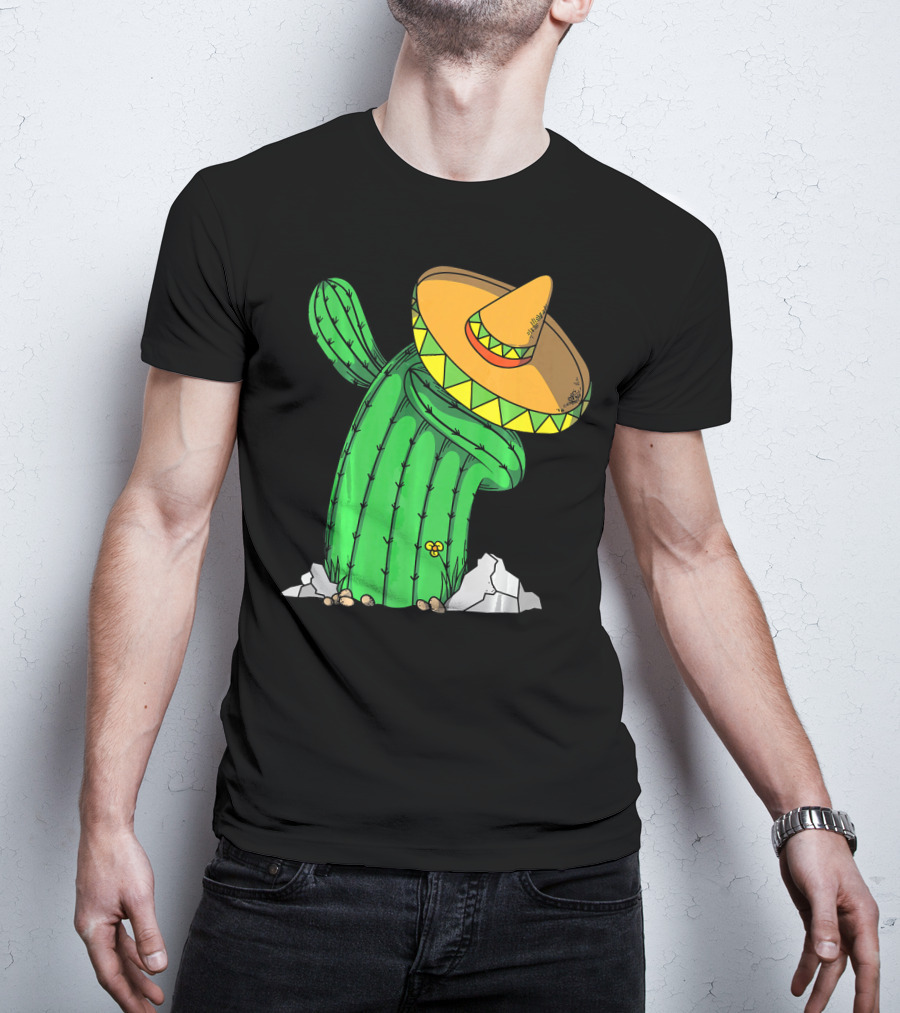 Cinco De Mayo Dabbing Cactus With Sombrero Fun T-Shirt