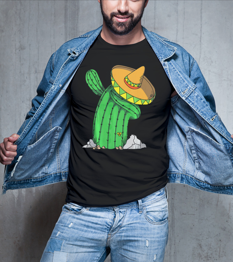 Cinco De Mayo Dabbing Cactus With Sombrero Fun T-Shirt