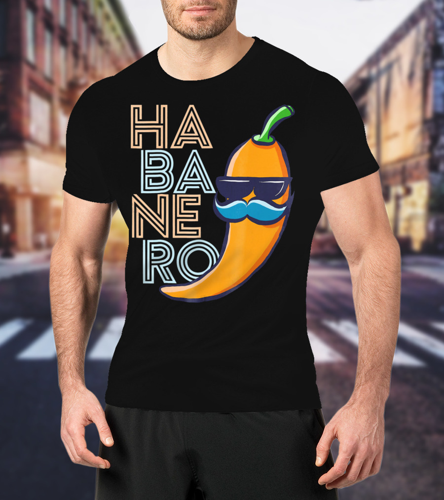 Habanero Lover Emoji Cinco De Mayo Mustache Pepper T-Shirt