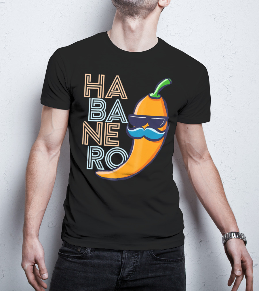 Habanero Lover Emoji Cinco De Mayo Mustache Pepper T-Shirt