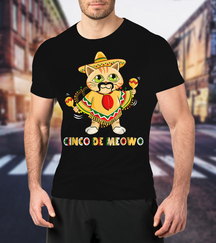 Cinco De Meowo Cat In Sombrero With Maracas T-Shirt