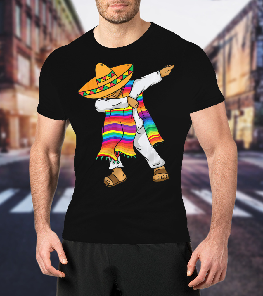 Dabbing Mexican Poncho Cinco De Mayo T-Shirt