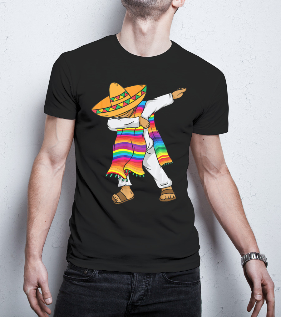 Dabbing Mexican Poncho Cinco De Mayo T-Shirt