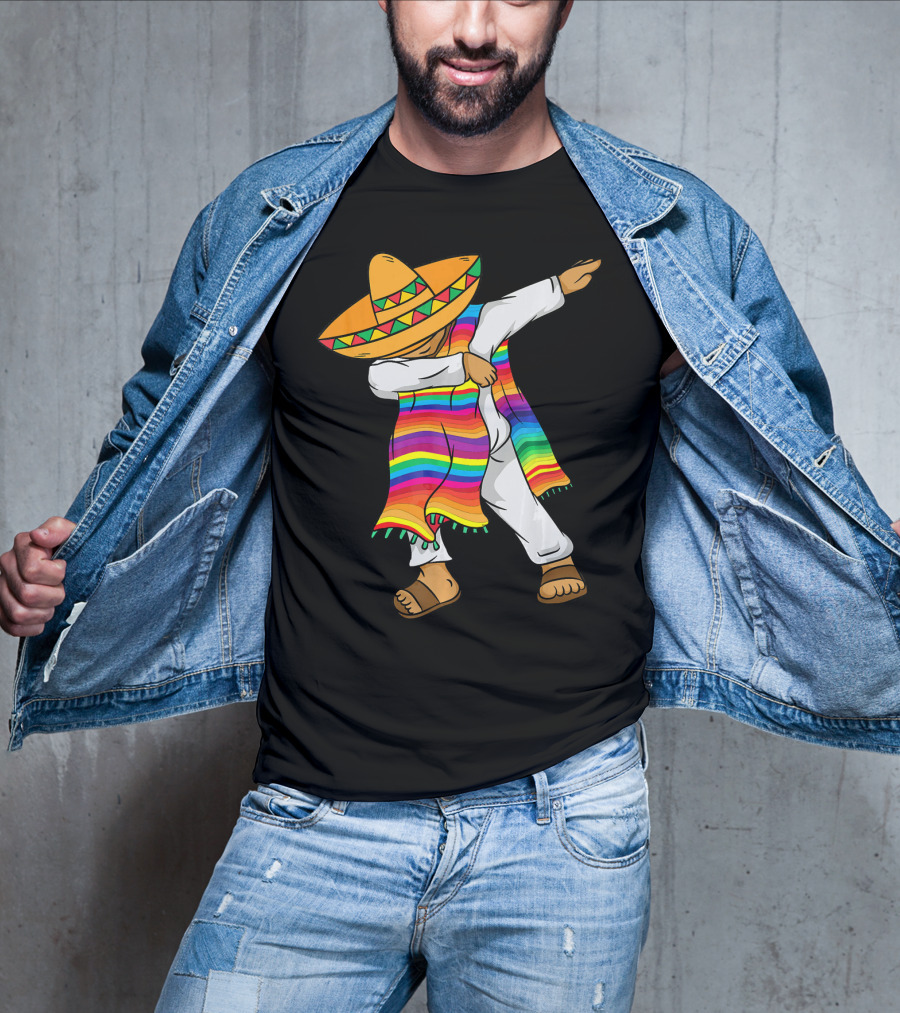 Dabbing Mexican Poncho Cinco De Mayo T-Shirt
