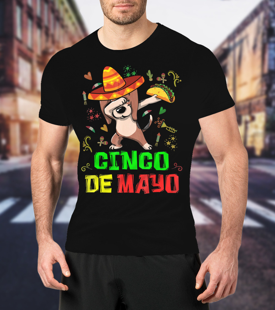 Cinco De Mayo Dabbing Taco Fiesta Dog Sombrero T-Shirt