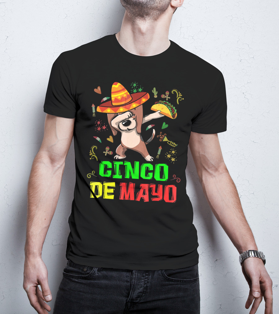 Cinco De Mayo Dabbing Taco Fiesta Dog Sombrero T-Shirt