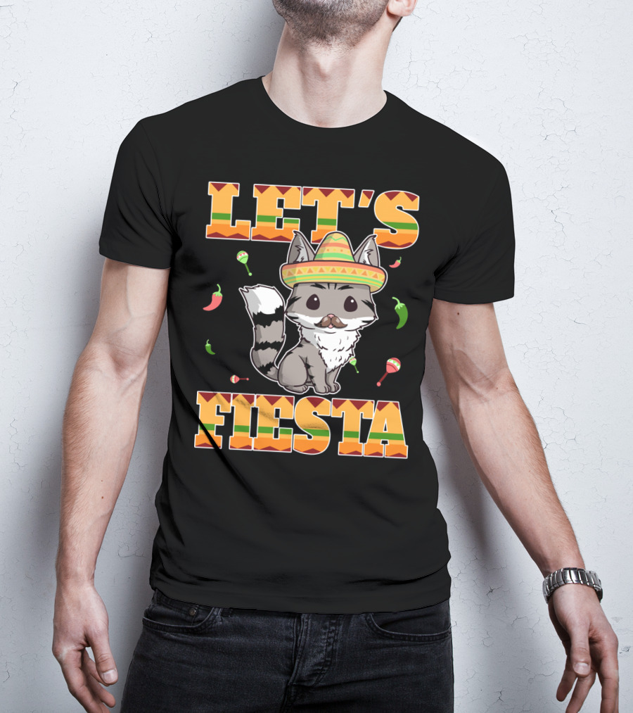 Let's Fiesta Cat Sombrero Chillies Cinco De Mayo Mexican T-Shirt