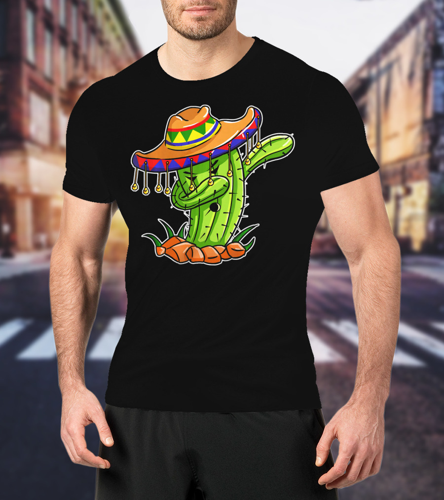 Dabbing Cactus Sombrero Cinco De Mayo T-Shirt
