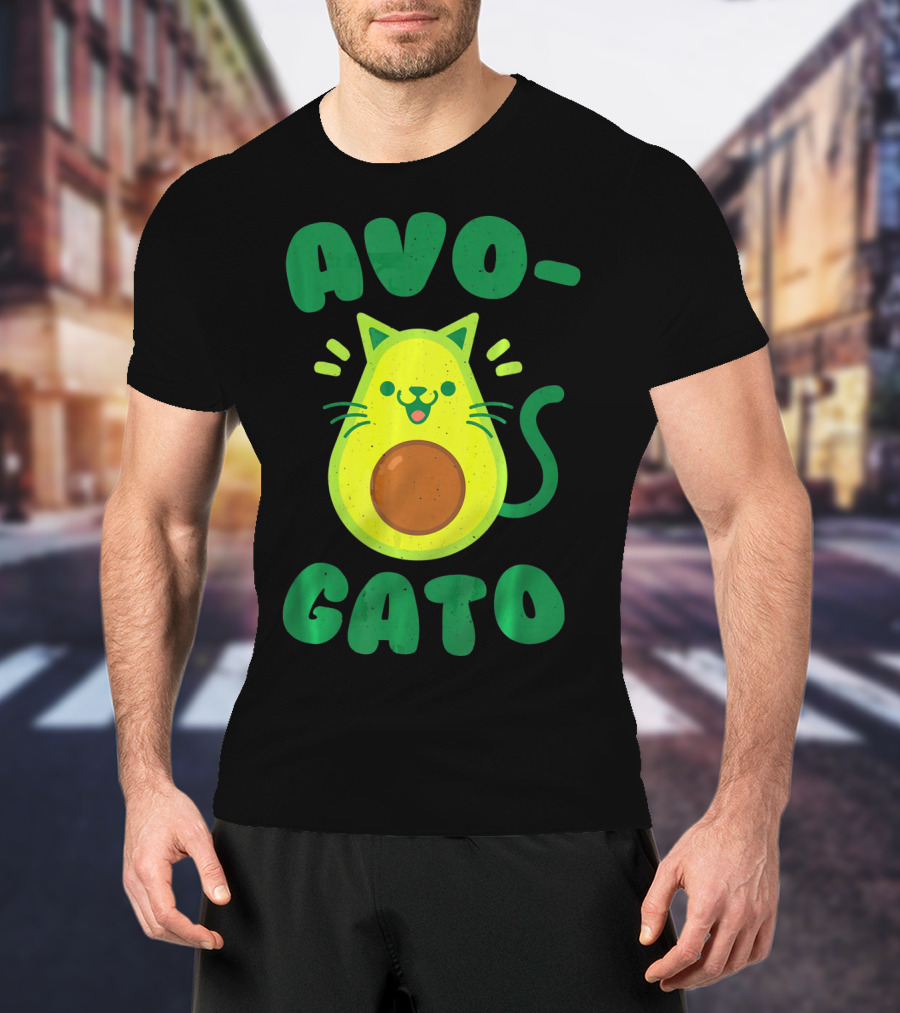 Avogato Avocado Cat Playful Green Fun T-Shirt