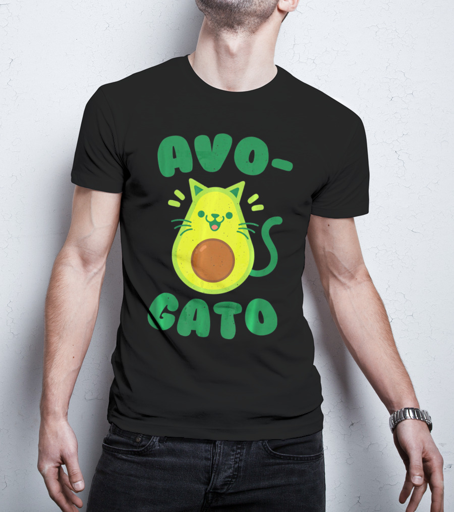 Avogato Avocado Cat Playful Green Fun T-Shirt