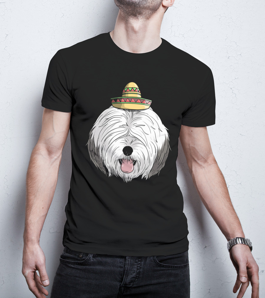 Old English Sheepdog Sombrero Cinco De Mayo Fiesta T-Shirt