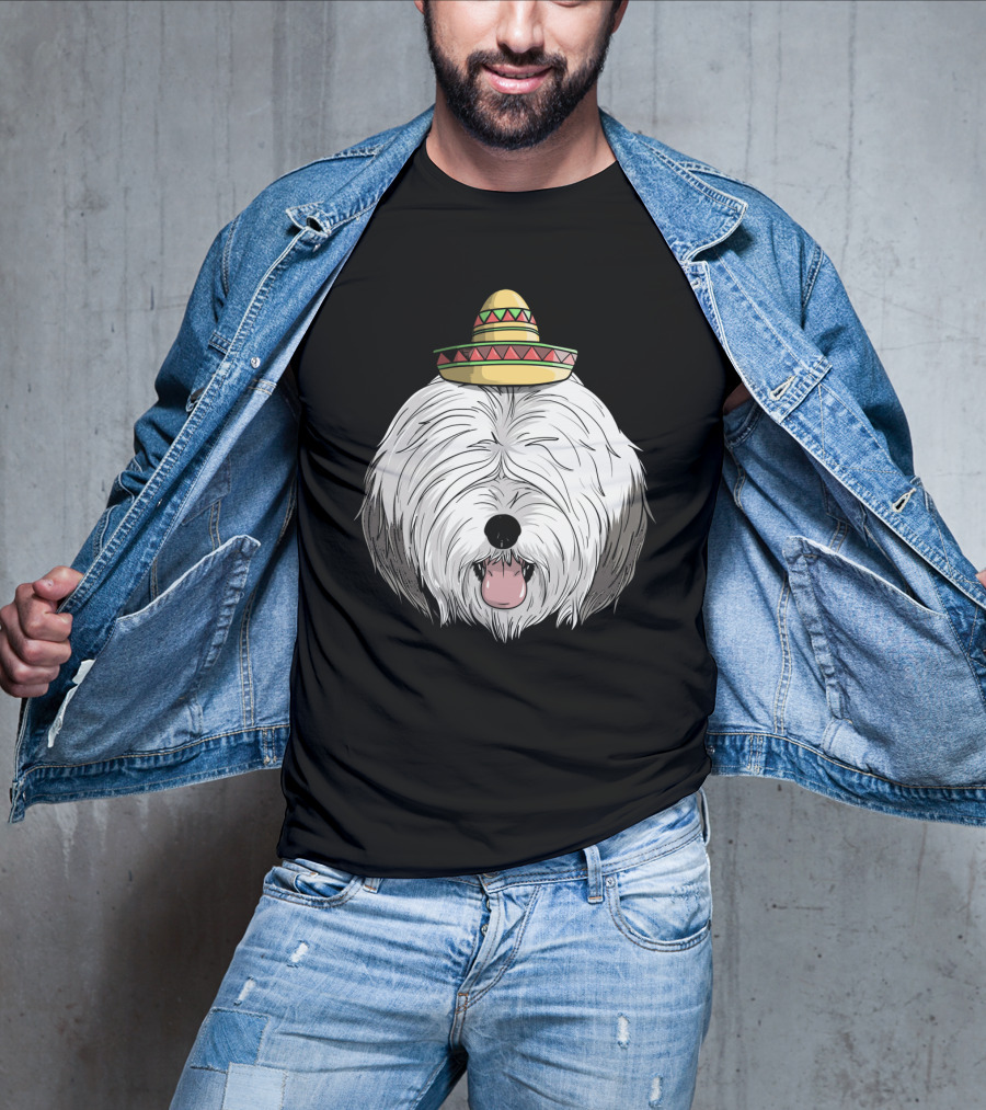Old English Sheepdog Sombrero Cinco De Mayo Fiesta T-Shirt