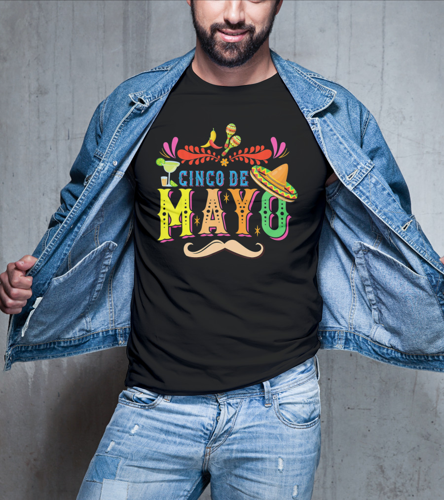 Cinco De Mayo Fiesta Sombrero Maracas Mustache T-Shirt