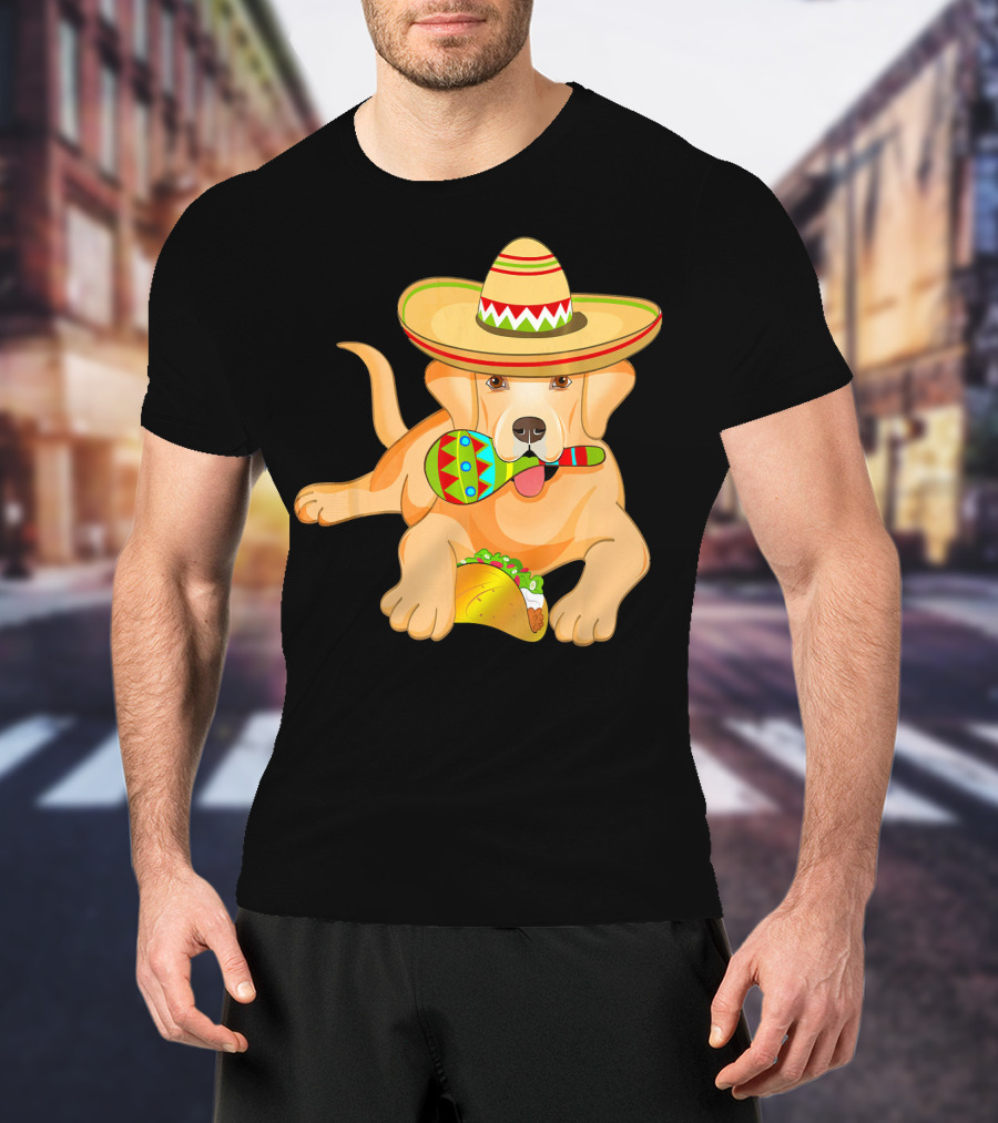 Cinco De Mayo Labrador Dog With Sombrero Taco And Maraca T-Shirt
