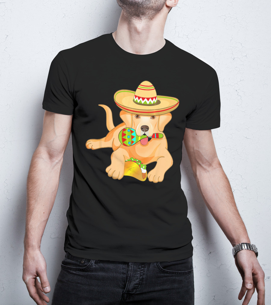 Cinco De Mayo Labrador Dog With Sombrero Taco And Maraca T-Shirt