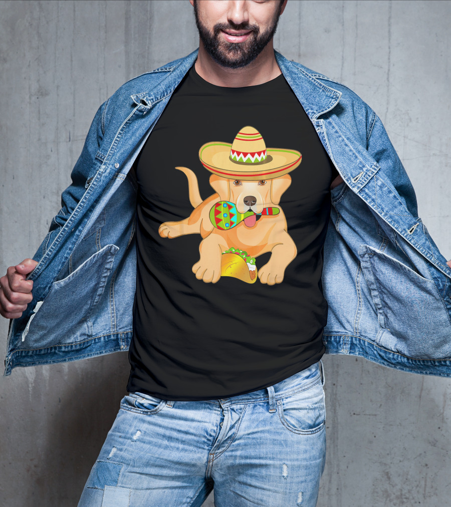 Cinco De Mayo Labrador Dog With Sombrero Taco And Maraca T-Shirt
