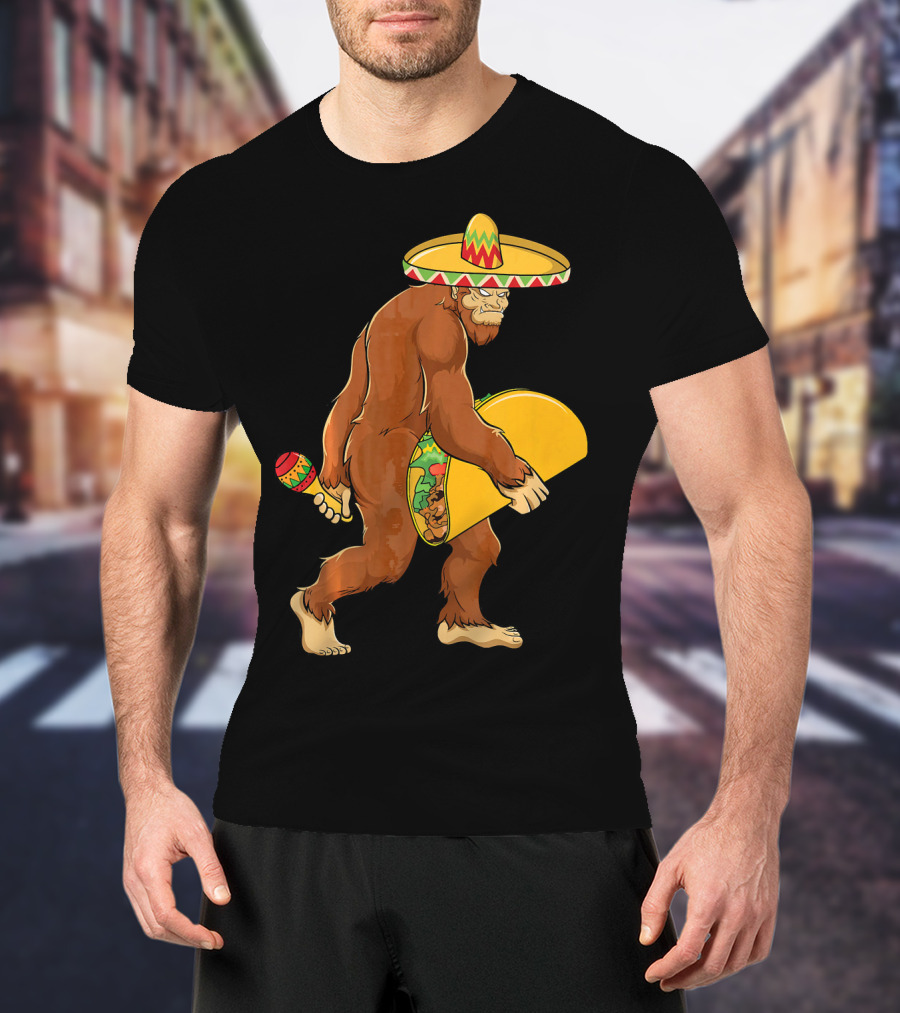 Bigfoot Taco Boys Cinco De Mayo Sombrero Maracas Fiesta T-Shirt