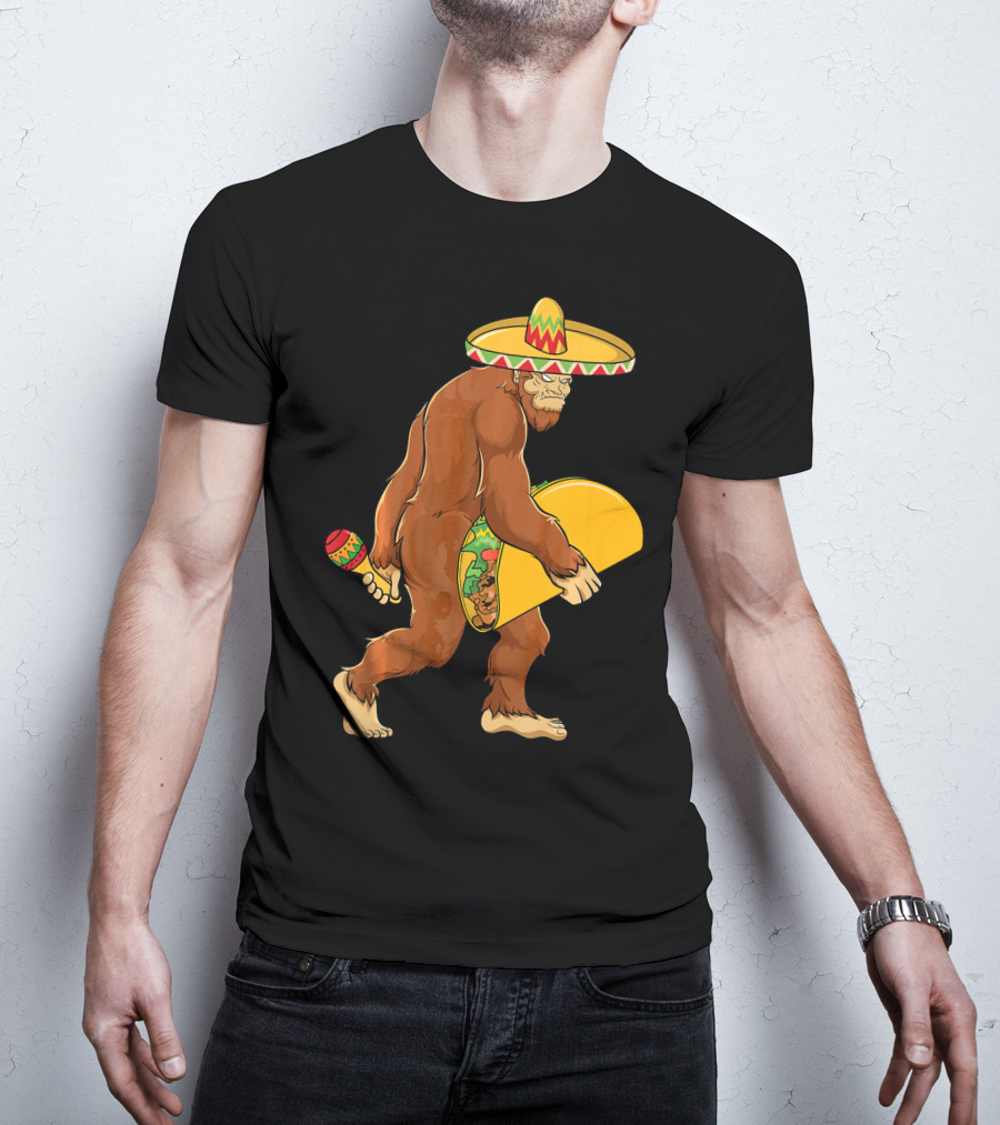Bigfoot Taco Boys Cinco De Mayo Sombrero Maracas Fiesta T-Shirt