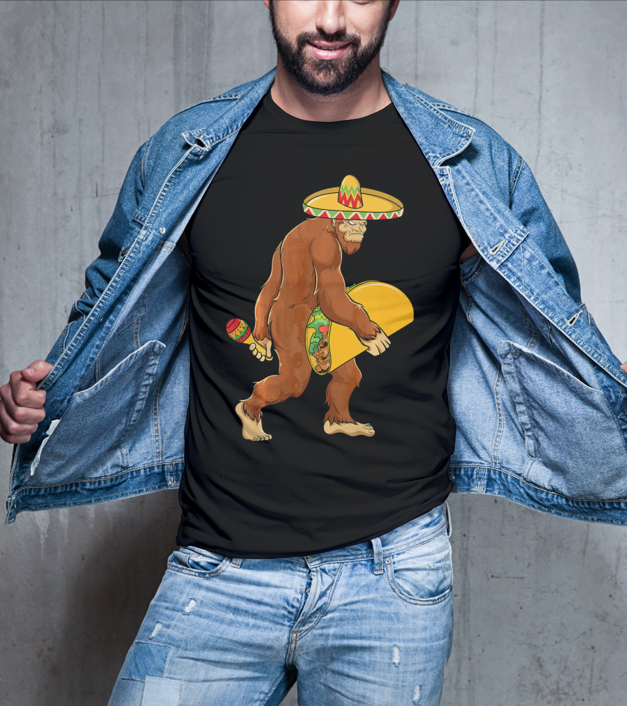 Bigfoot Taco Boys Cinco De Mayo Sombrero Maracas Fiesta T-Shirt