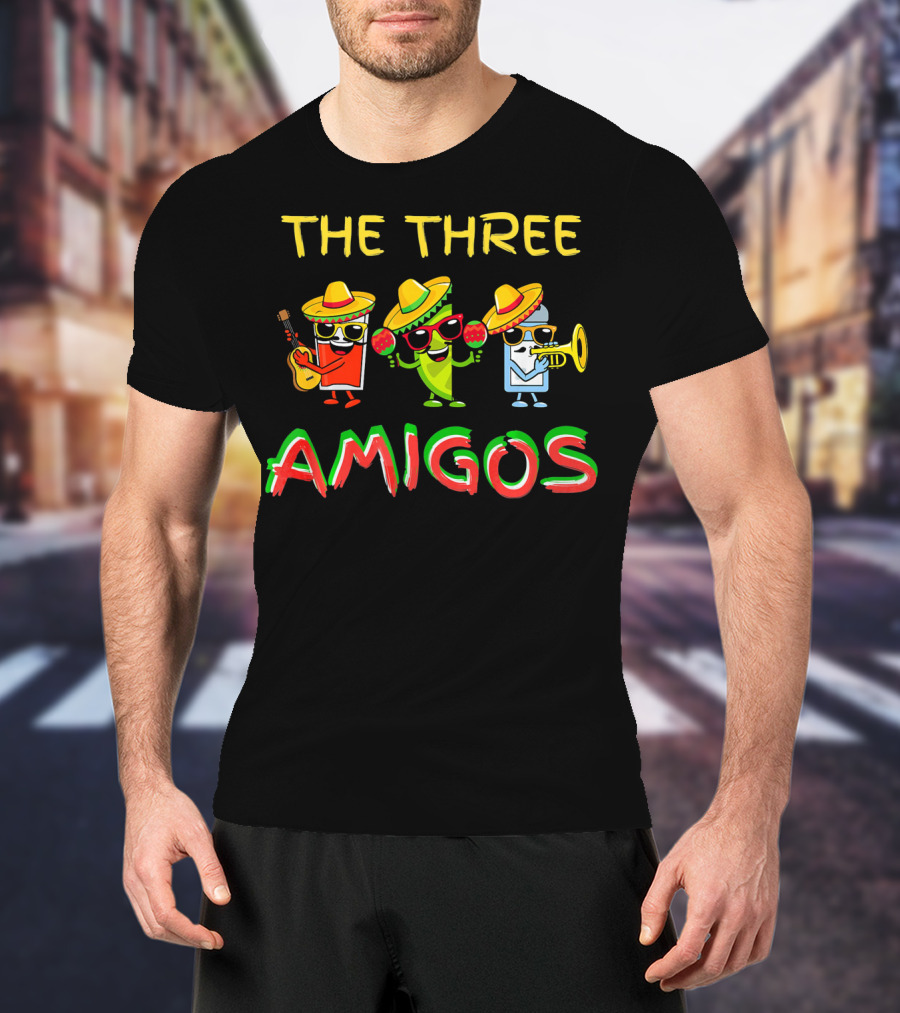 Funny Fiesta Cinco De Mayo The Three Amigos Sombrero Instruments T-Shirt