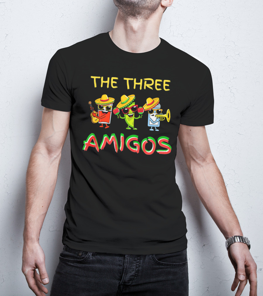 Funny Fiesta Cinco De Mayo The Three Amigos Sombrero Instruments T-Shirt