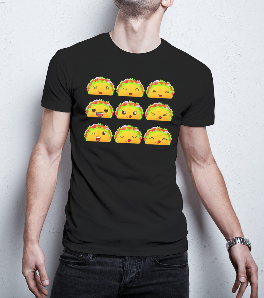 Taco Emoji Faces Taco Lover Collection T-Shirt