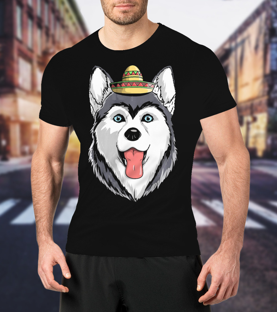 Fiesta Siberian Husky Sombrero Cinco De Mayo Mexi T-Shirt