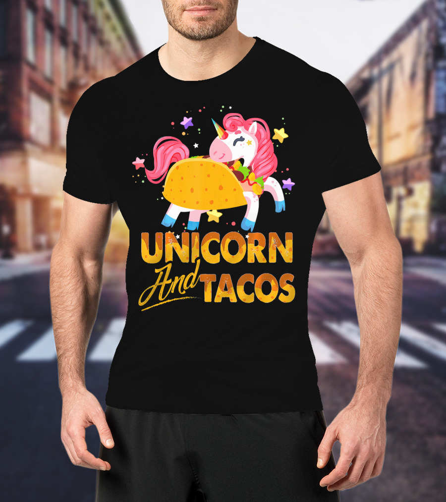 Unicorn And Tacos Colorful Cinco De Mayo Fun T-Shirt