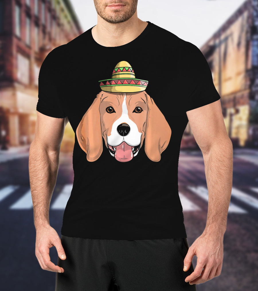 Beagle Dog Sombrero Fiesta Cinco De Mayo T-Shirt