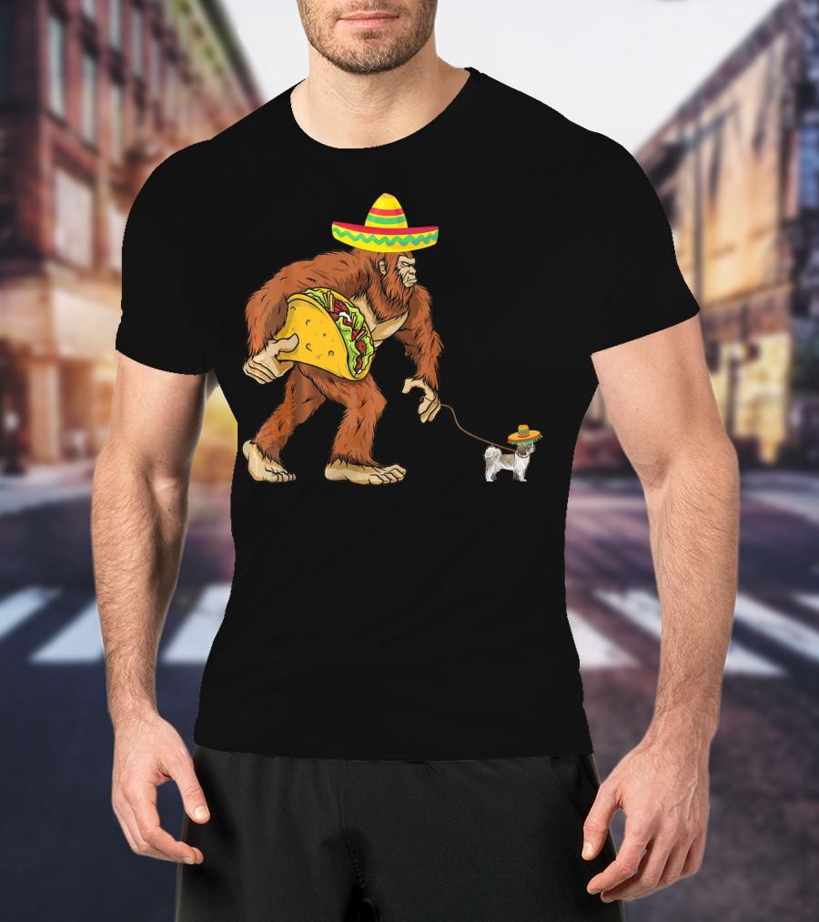 Cinco De Mayo Bigfoot Taco Shih Tzu Sombrero T-Shirt