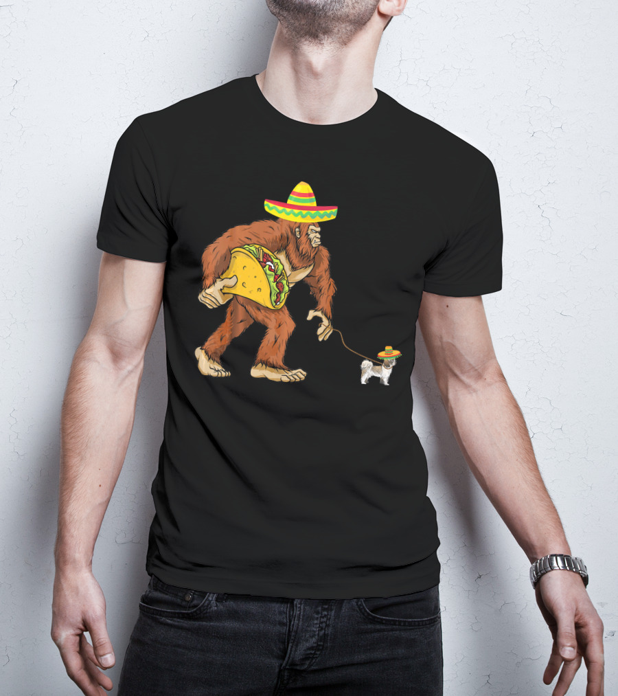 Cinco De Mayo Bigfoot Taco Shih Tzu Sombrero T-Shirt