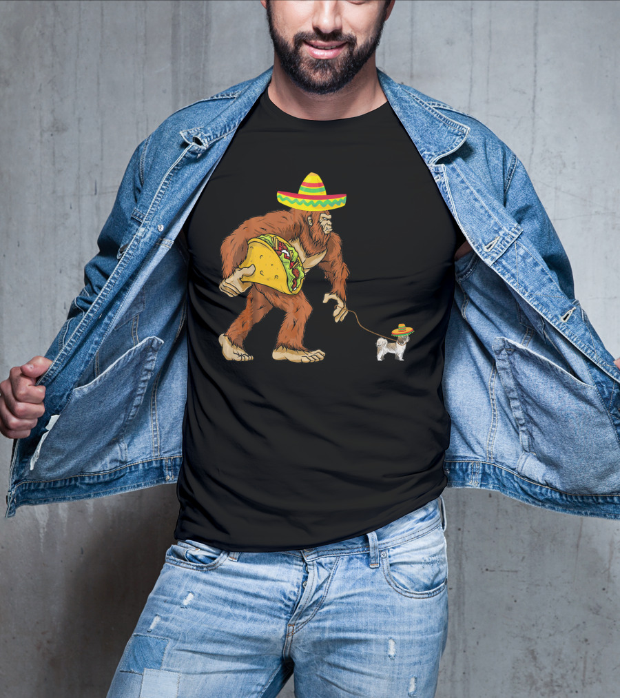 Cinco De Mayo Bigfoot Taco Shih Tzu Sombrero T-Shirt